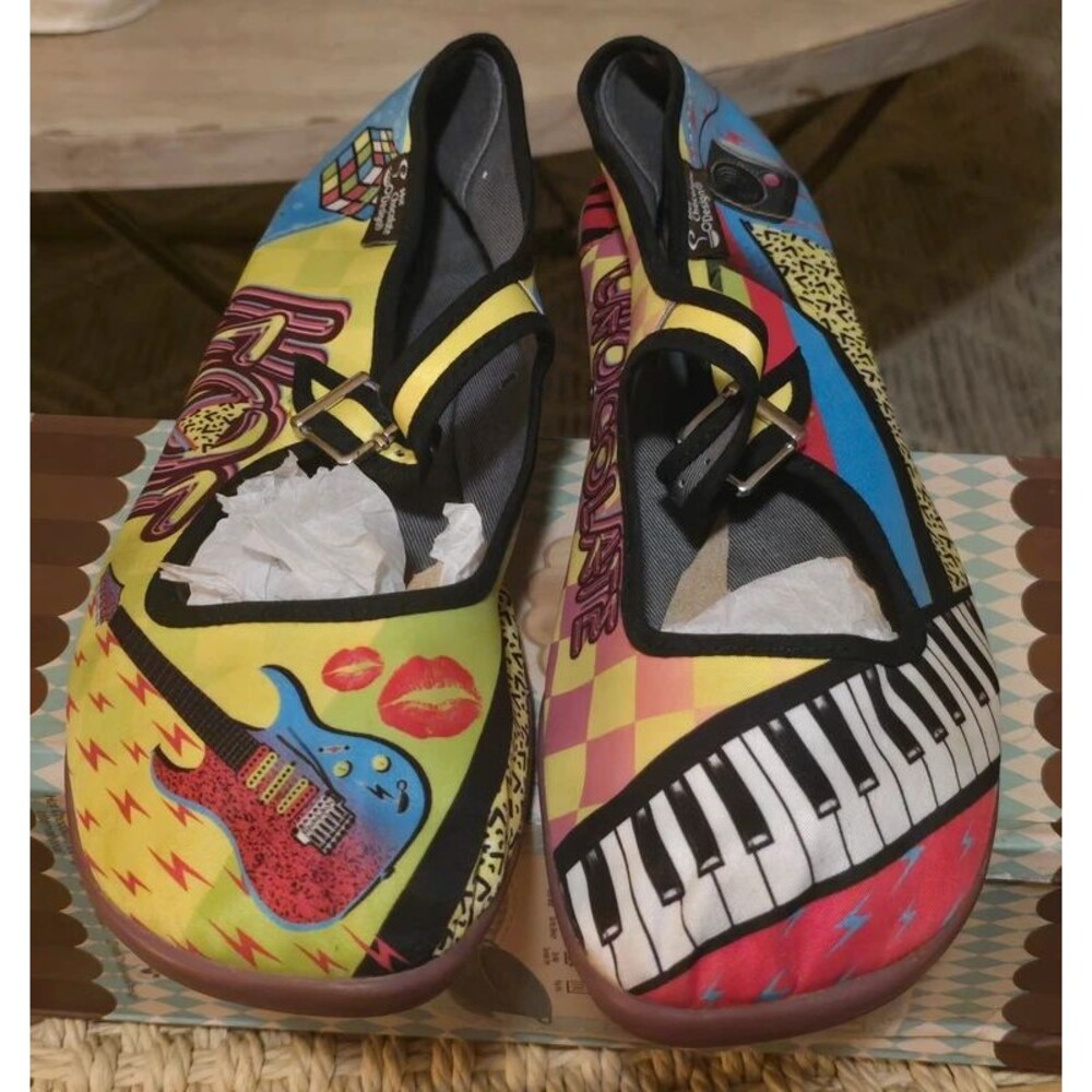 Hot Chocolate Design 80s Retro Music Mary Jane Flats Size 39/8.5 Like New